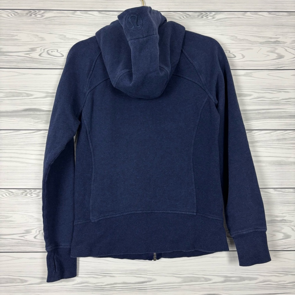 Lululemon Scuba Hoodie Jacket Light Cotton Fleece Navy Blue Size 6 - Picture 5 of 7